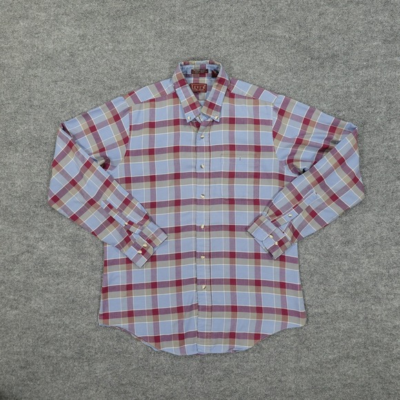Levi's Other - Vintage Levis Shirt Mens XL Blue Red Plaid Button Down Fitted Long Sleeve